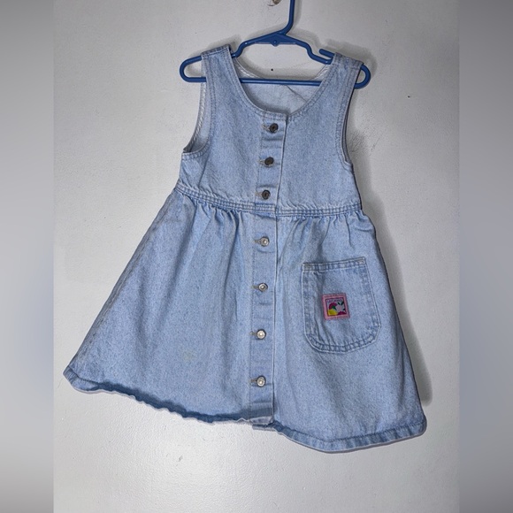Vintage Lee Kids 5 Denim Sleeveless Button Front‎ Dress - Picture 1 of 5